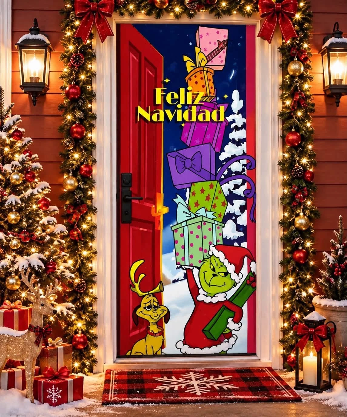 CUBRE PUERTAS GRINCH 2.1 metros x 1 metro 5