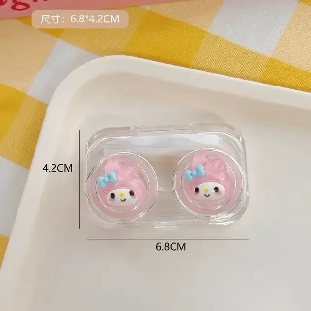 Porta Lentes Transparente Kawaii + Pinza + Aplicador  6