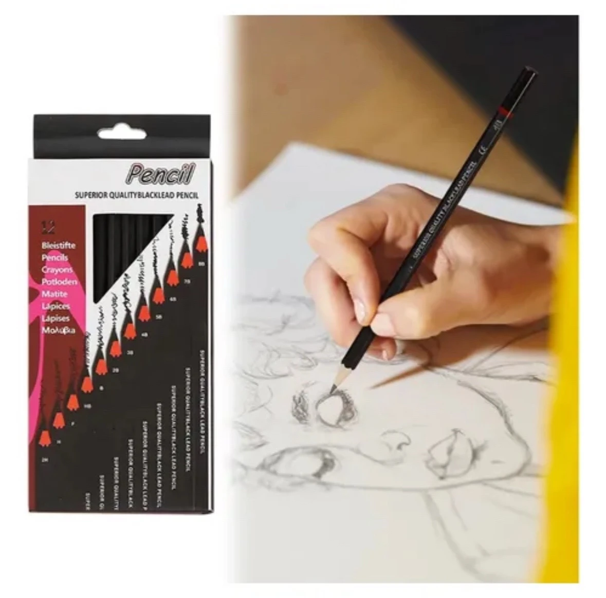 set de 12 lapices de dibujo y sombreado 4