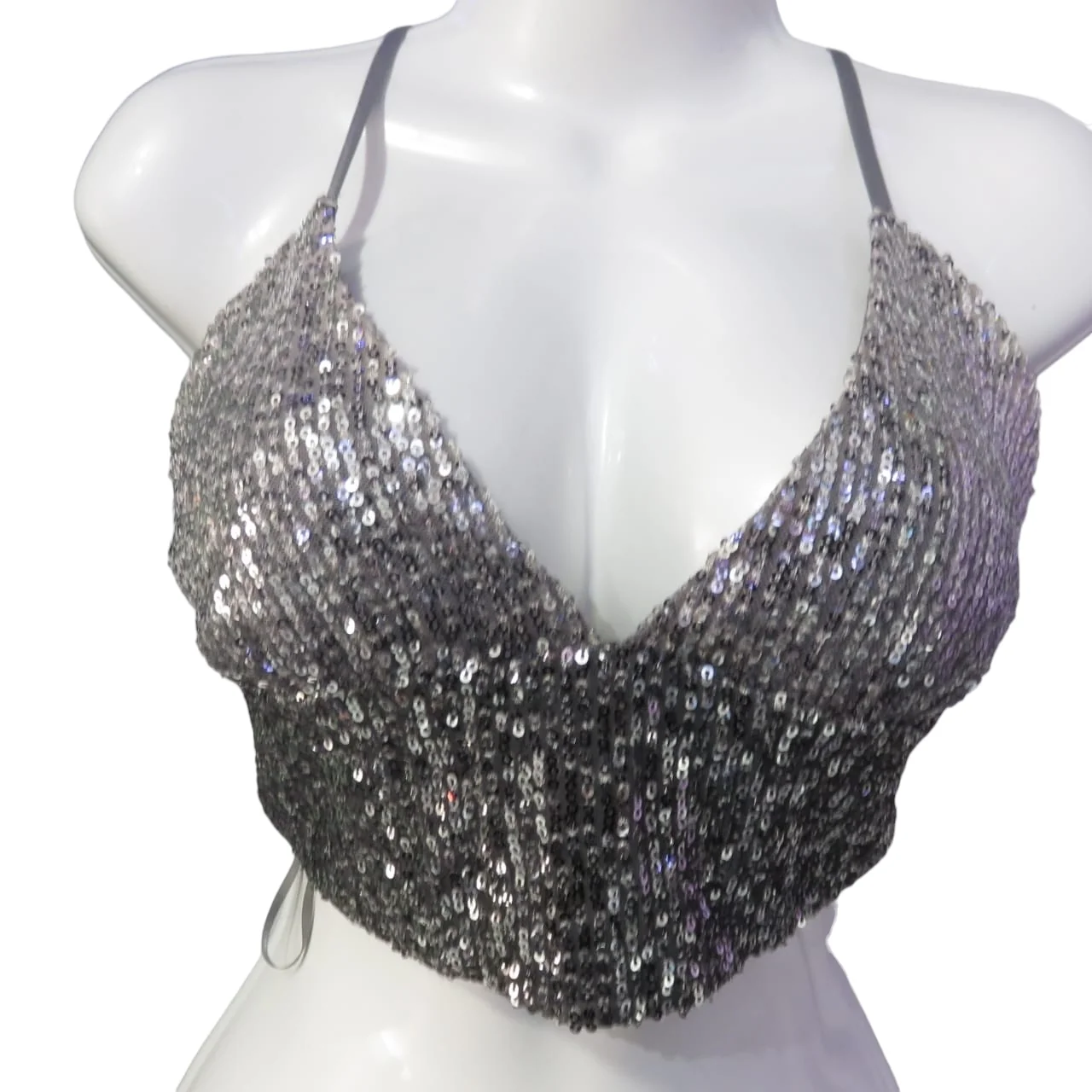 Top con lentejuelas gris
