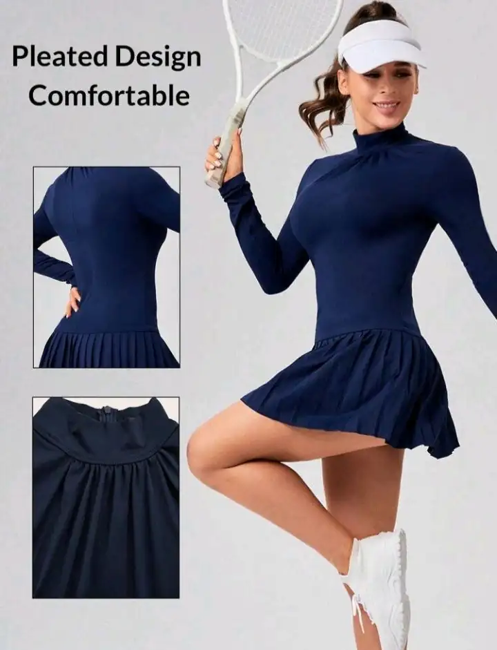 Vestido tenis con dobladillo plisado básico