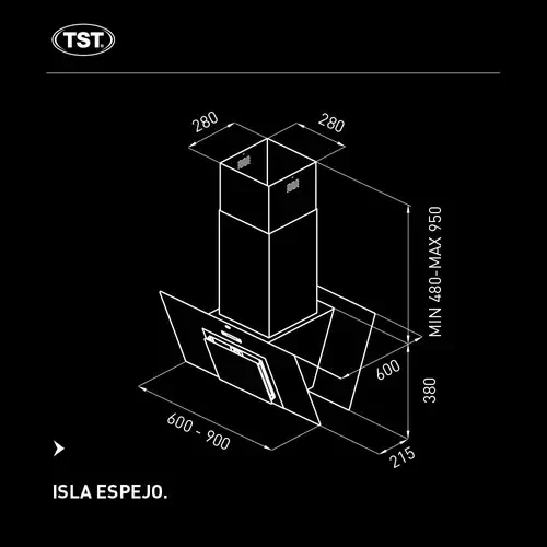 CAMPANA TST ISLA ESPEJO 60CM 3 VELOCIDADES  3