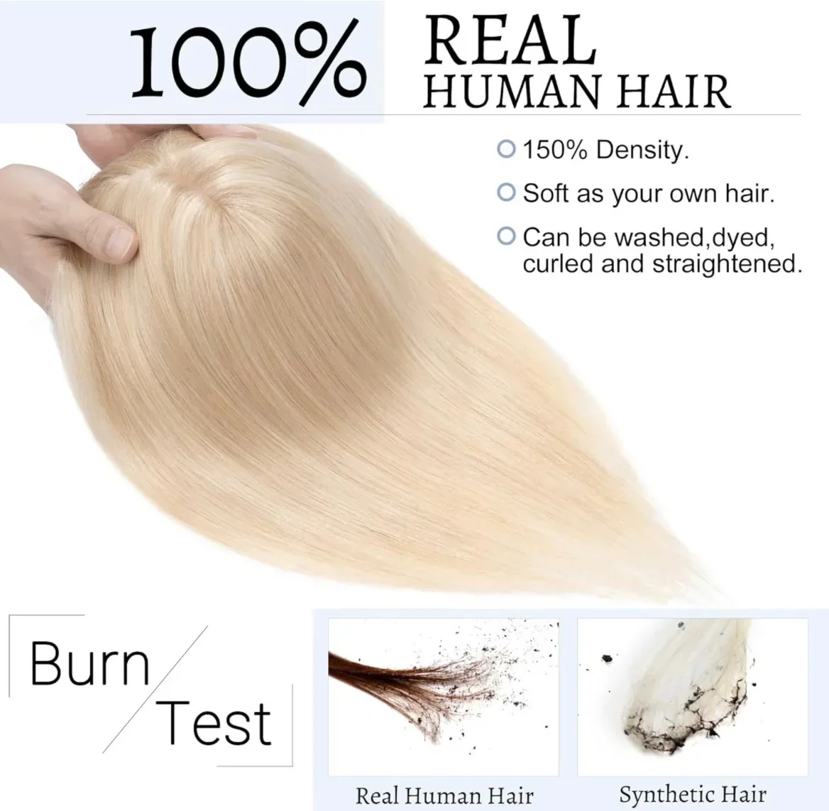 Topper de cabello humano 10” 2