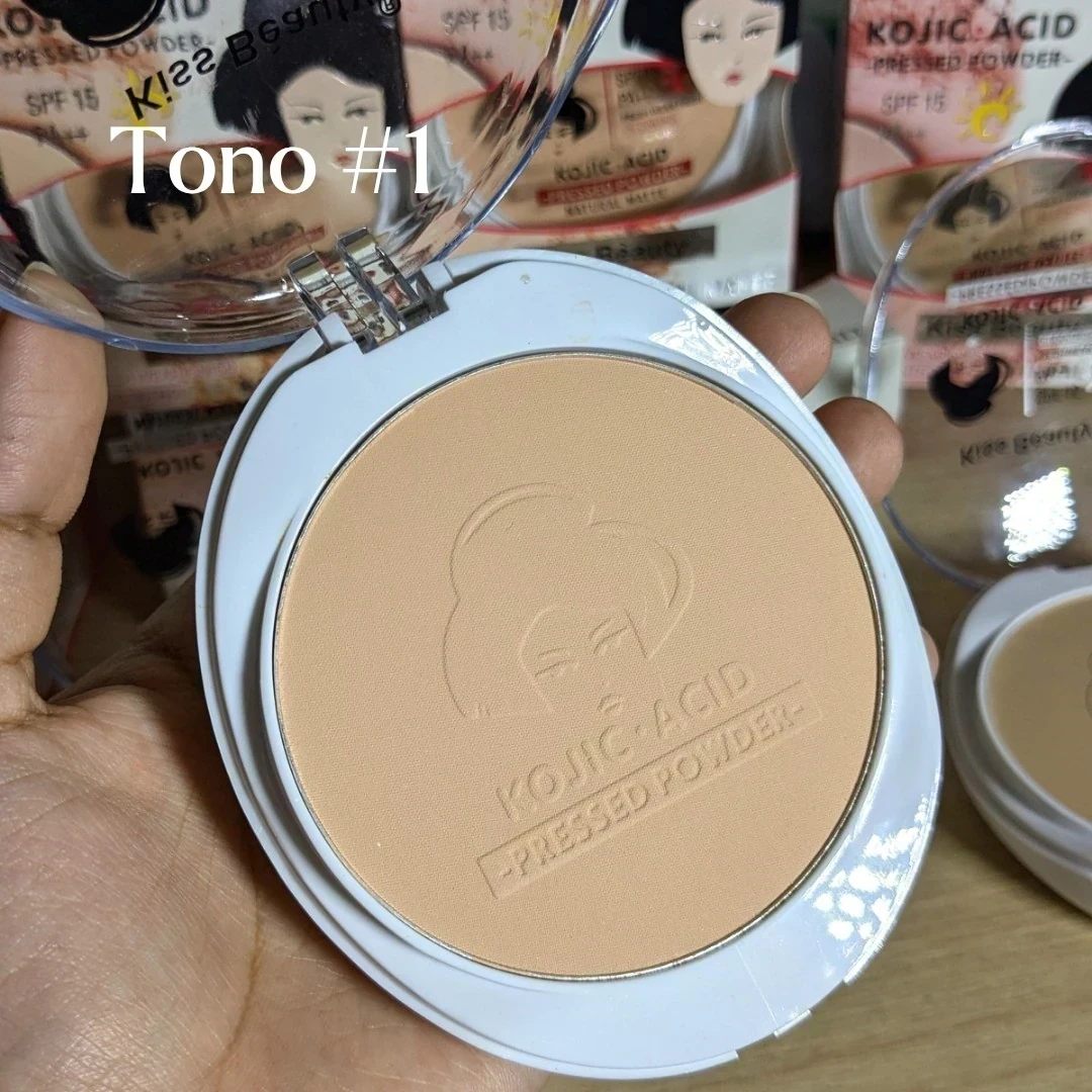 Polvo compacto con ácido kójico, acabado fresco, control de aceite SPF15 PA++, 35 g 2