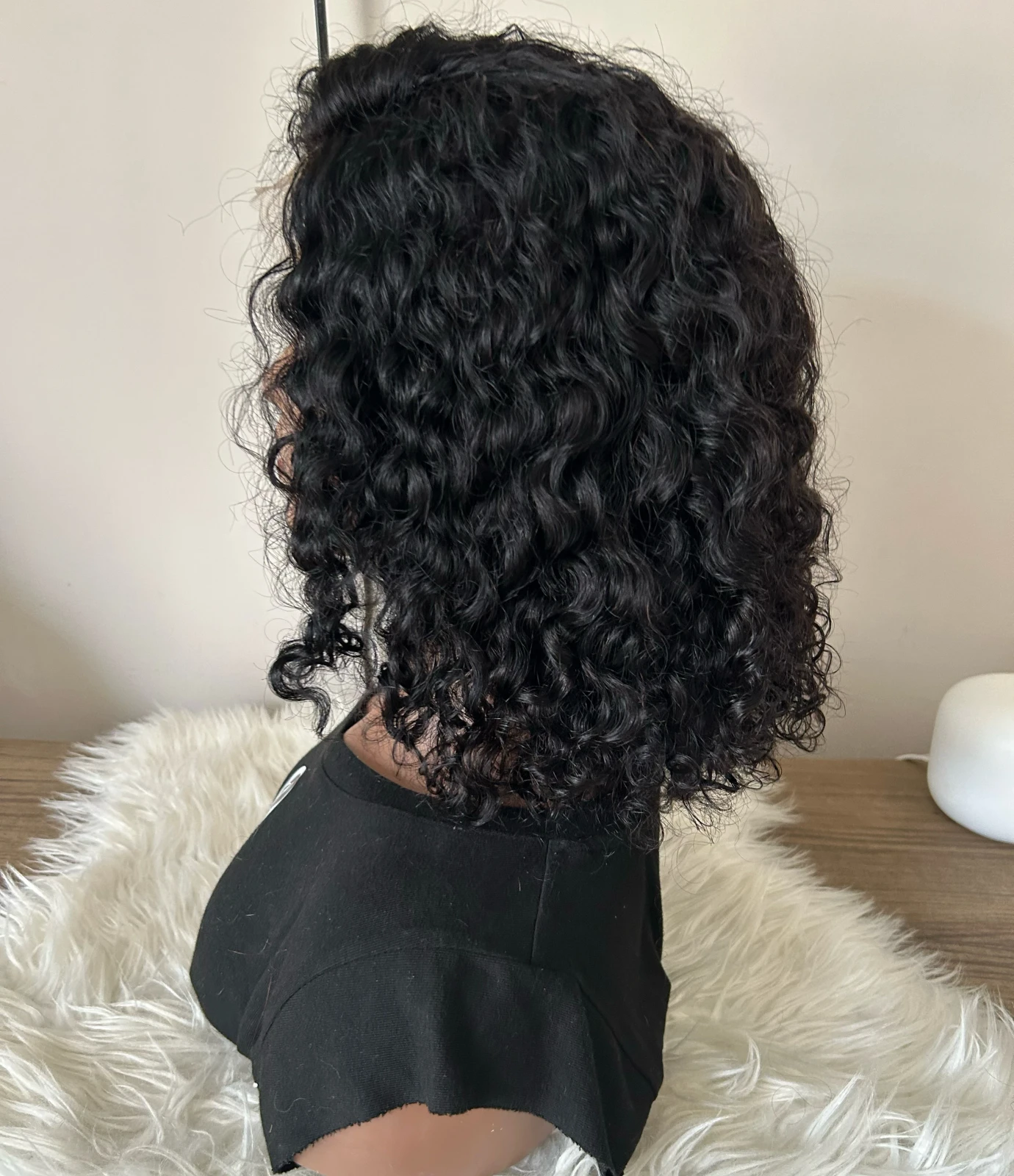 Peluca de cabello humano precortada, desplumada, 13 x 4, con encaje frontal profundo y rizado, sin pegamento, densidad del 150 % (12 pulgadas) 4