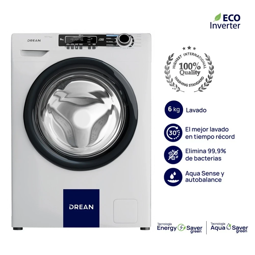LAVARROPAS DREAN NEXT 6 KG BLANCO 6.08 ECO INVERTER