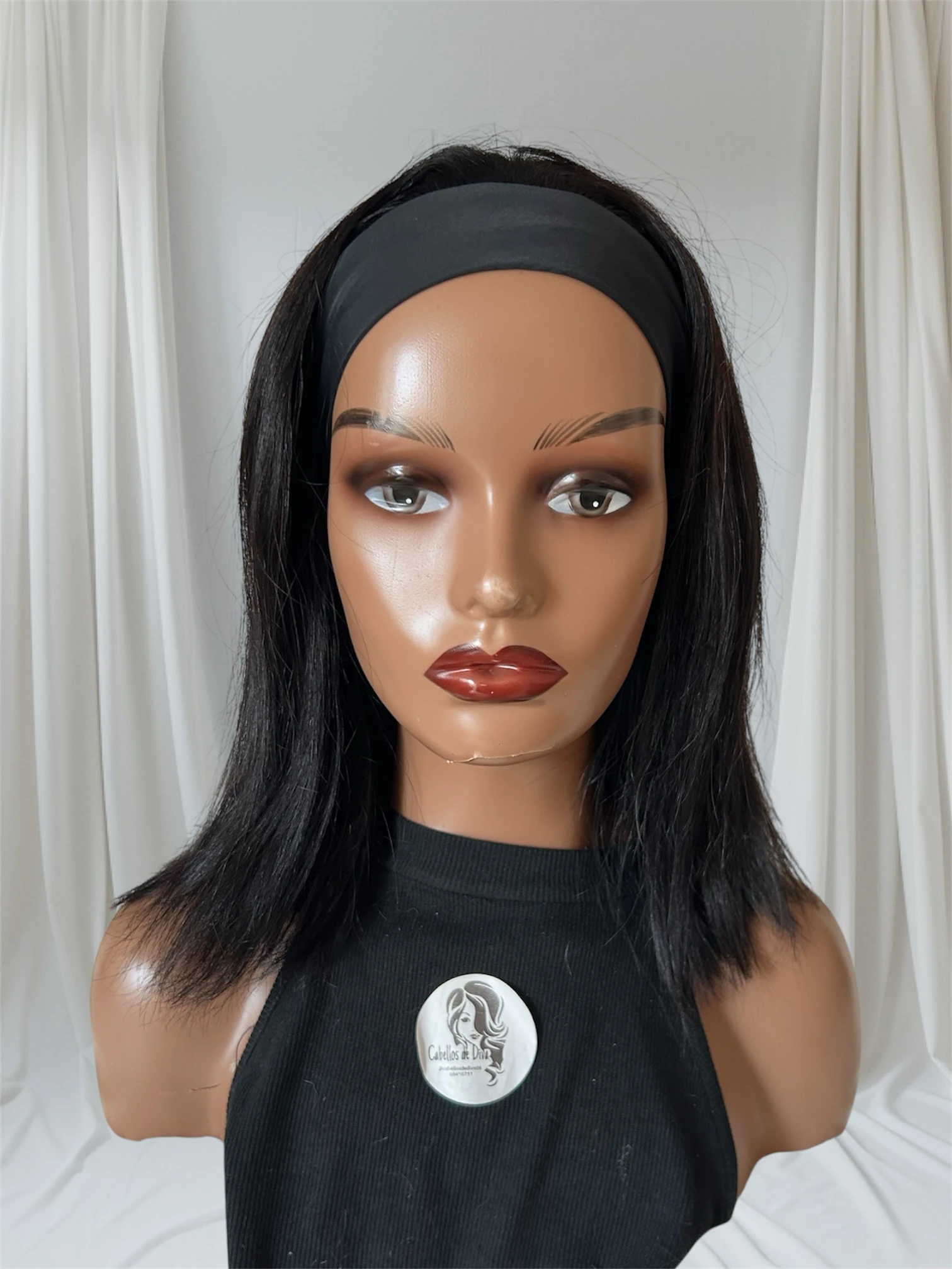 Peluca cabello humano de 14 pulgadas, de diadema  3