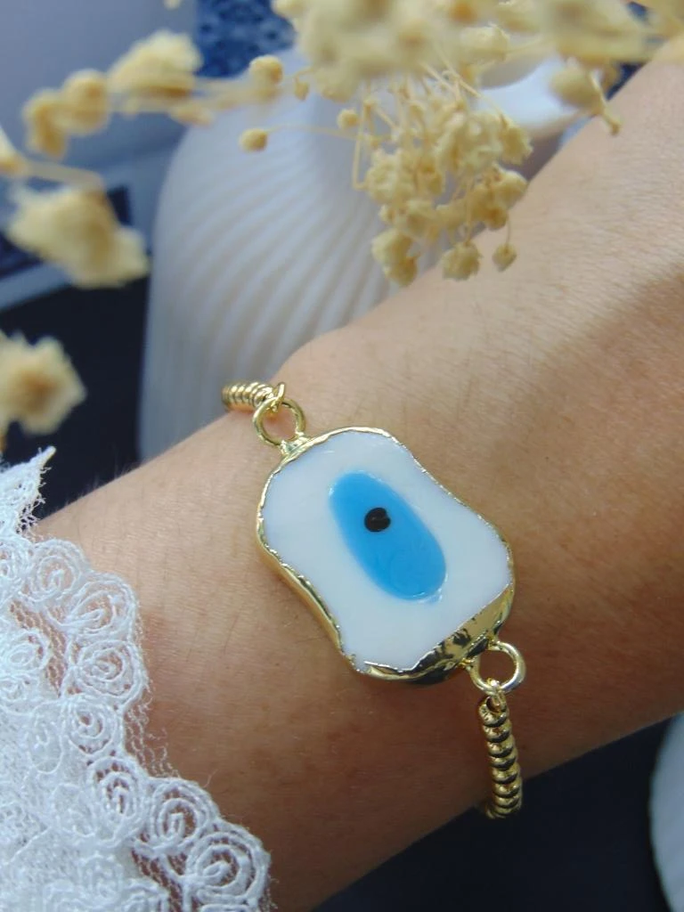 PULSERAS RODIO DOR DIJE OJO TURCO PLANO 2