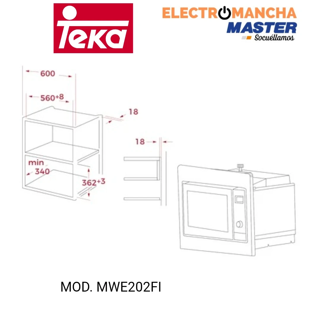 MICROONDAS INTEGRACION TEKA MWE202FI 20L GRILL INOX 2