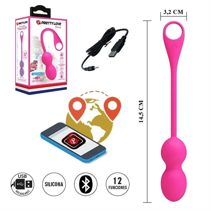 Bolitas chinas con 12 modos de vibracion, carga USB y control BLUETOOTH via APP