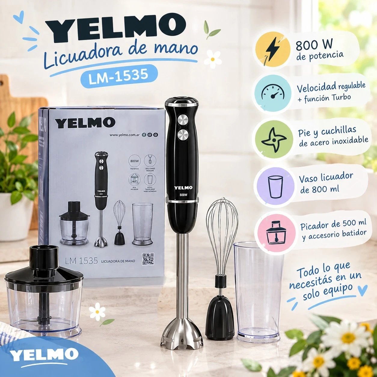 LICUADORA DE MANO YELMO LM-1535 800W