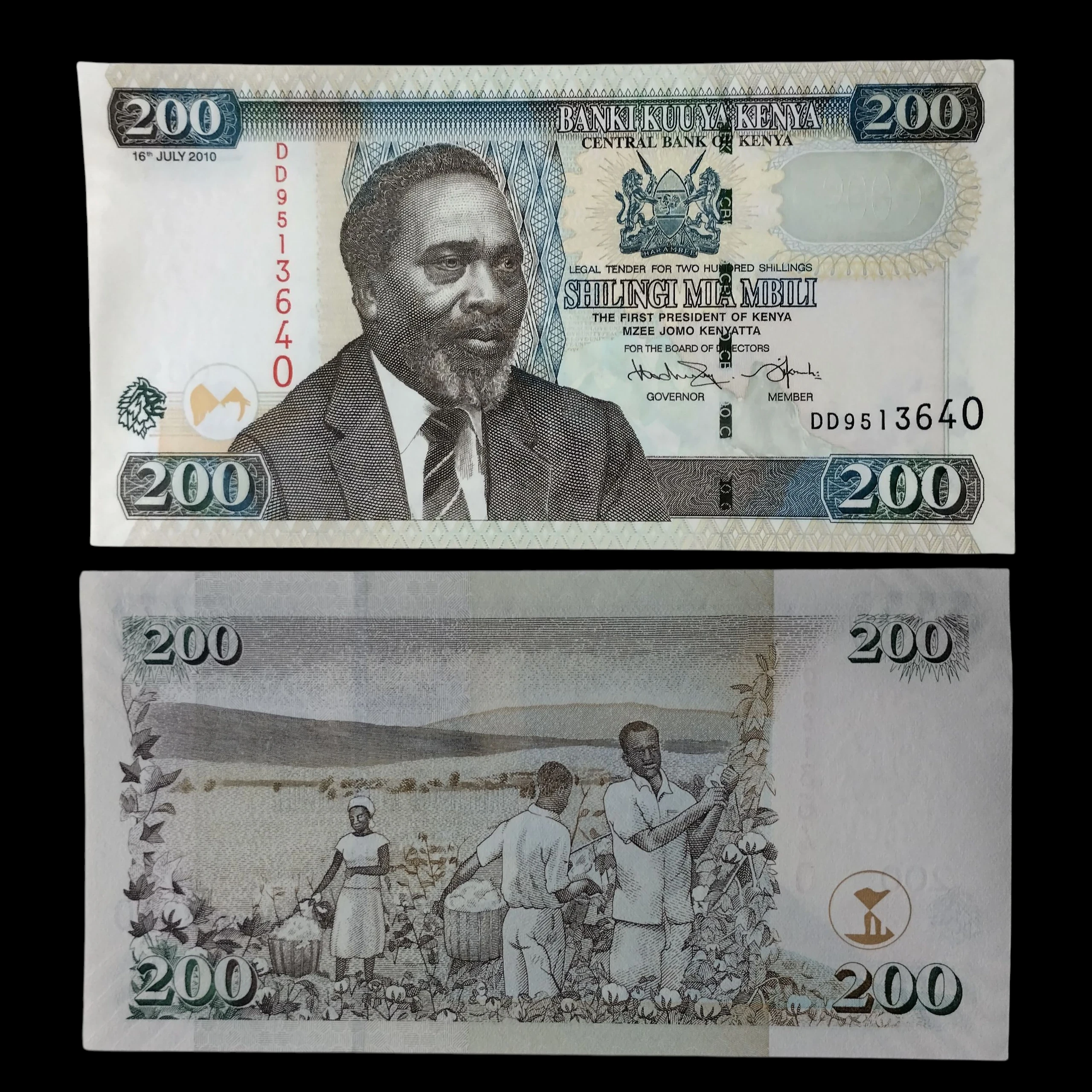 • Kenia 200 shillings, UNC