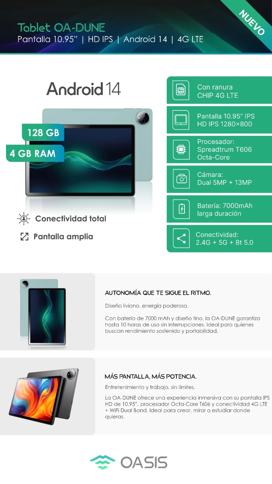 TABLET OASIS 10.1 128/4GB
