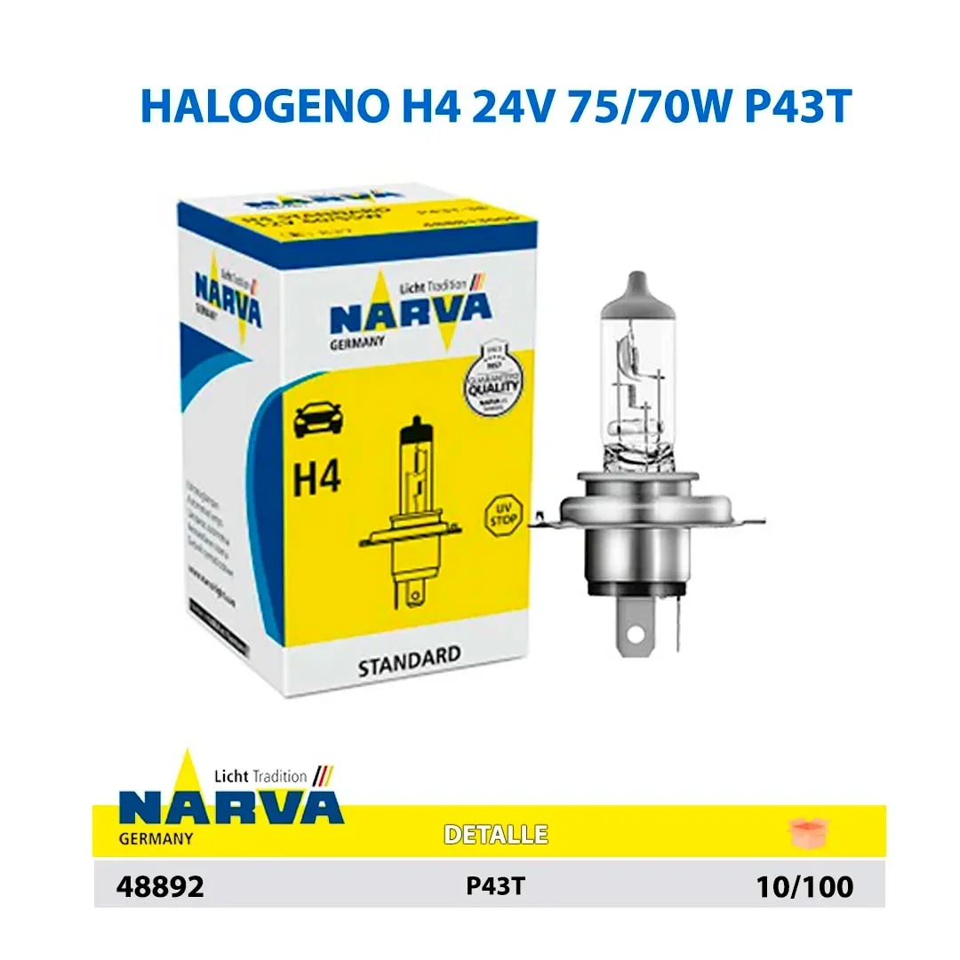  HALOGENO H4 24V 75/70W P43T
