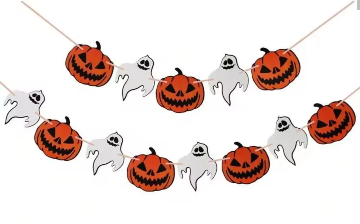 Guirnalda/banderin Halloween calabaza/fantasma 13 pcs