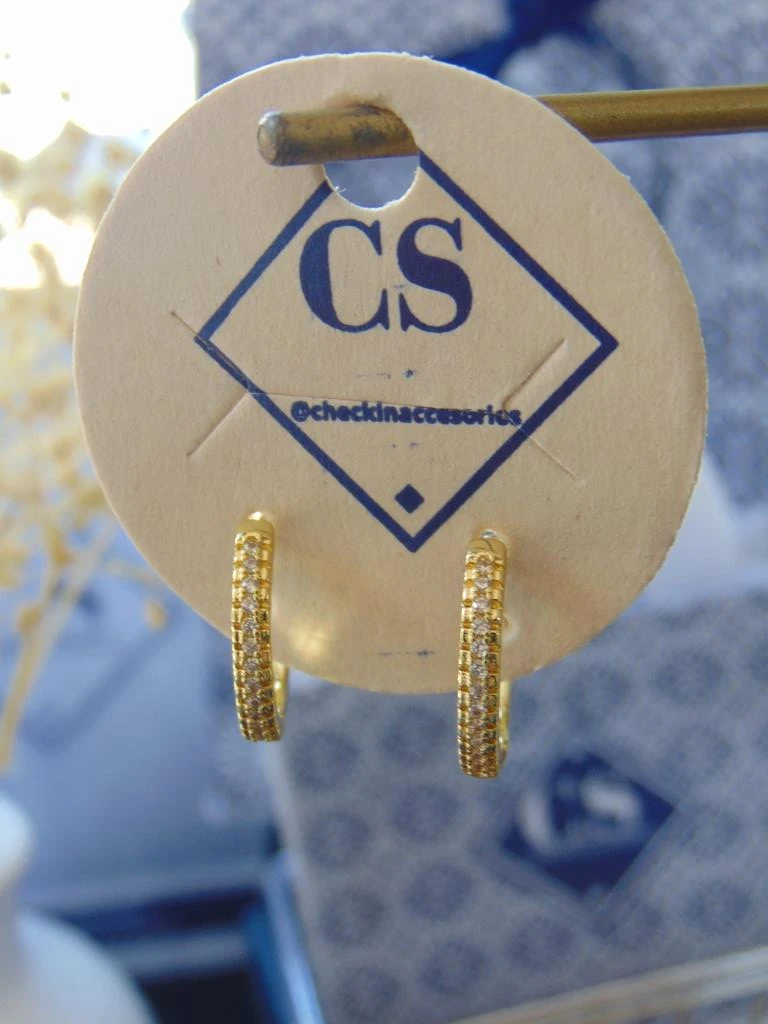 CANDONGAS RODIO DOR LINEA CIRCONES BLANCO 1.5CM 3