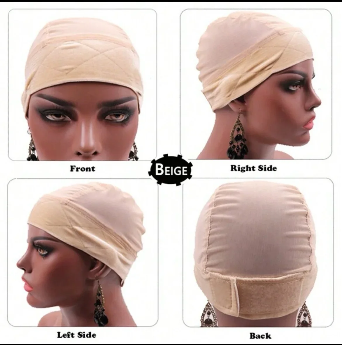 Gorra De Agarre De Peluca De Terciopelo Ajustable 1 Piezas Negro Marrón Beige Cinta Para La Cabeza Que Mantiene La Peluca Estable Y Agarre De Terciopelo Para Peluca Con Malla