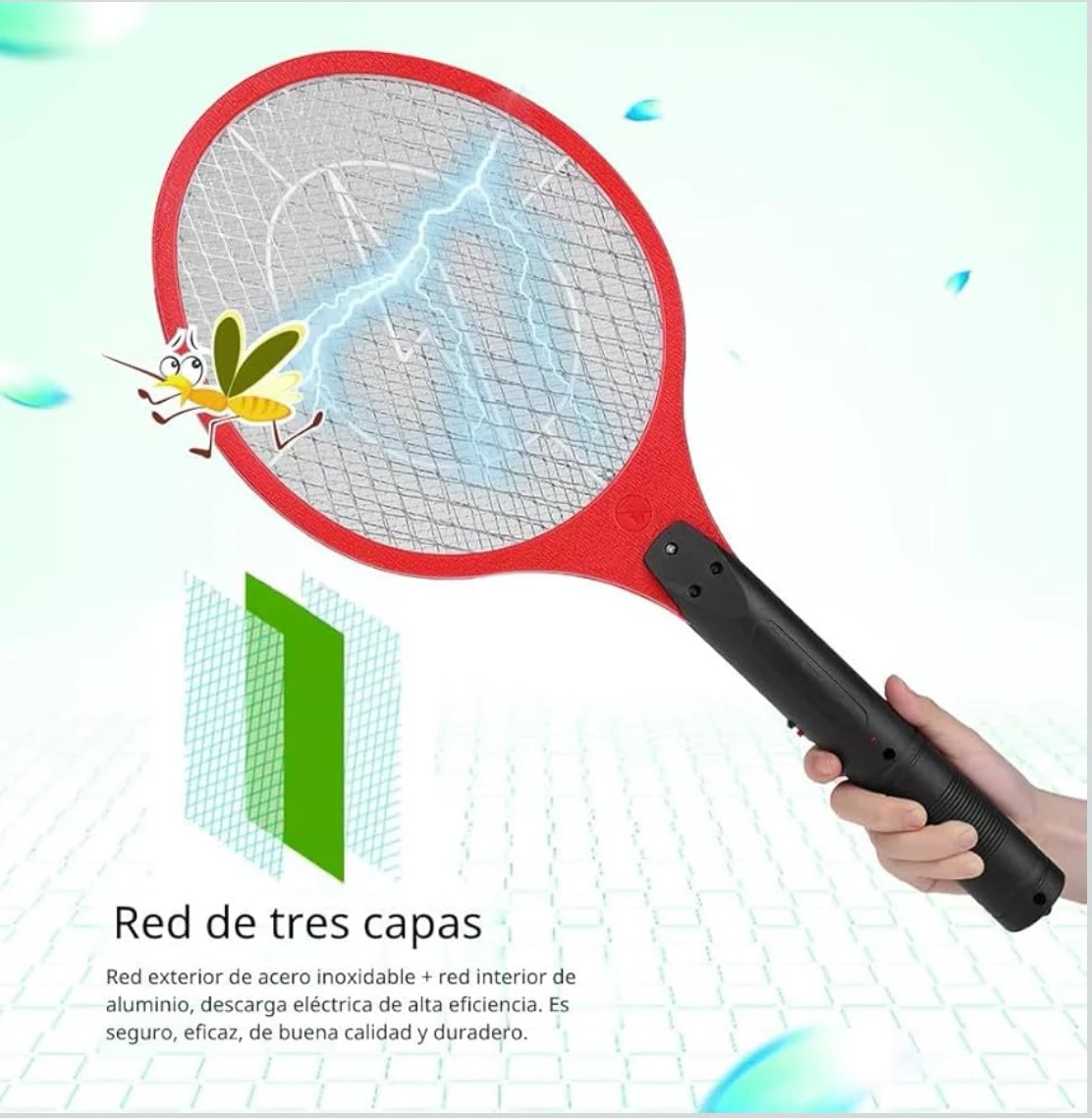 Raqueta electrica para moscos e insectos 4