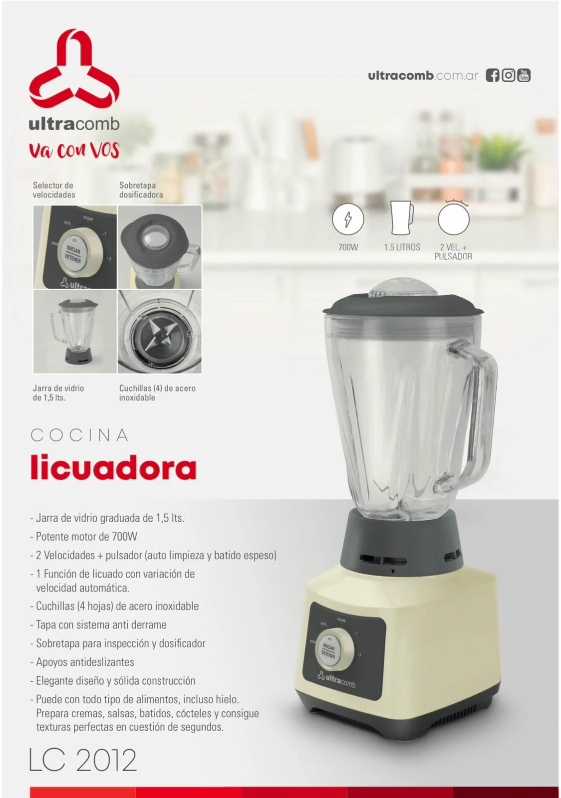Licuadora Ultracomb 1.5 lt