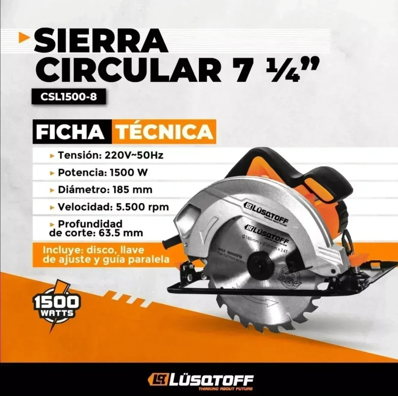 SIERRA CIRCULAR LUSQTOFF ELÉCTRICA 185MM 