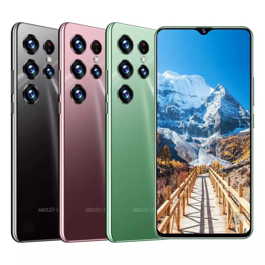 Celular Smartphone Realmi R1 F-HD 6.8" con tres cámaras bronce, diseño tipo Galaxy S 22 ultra  2