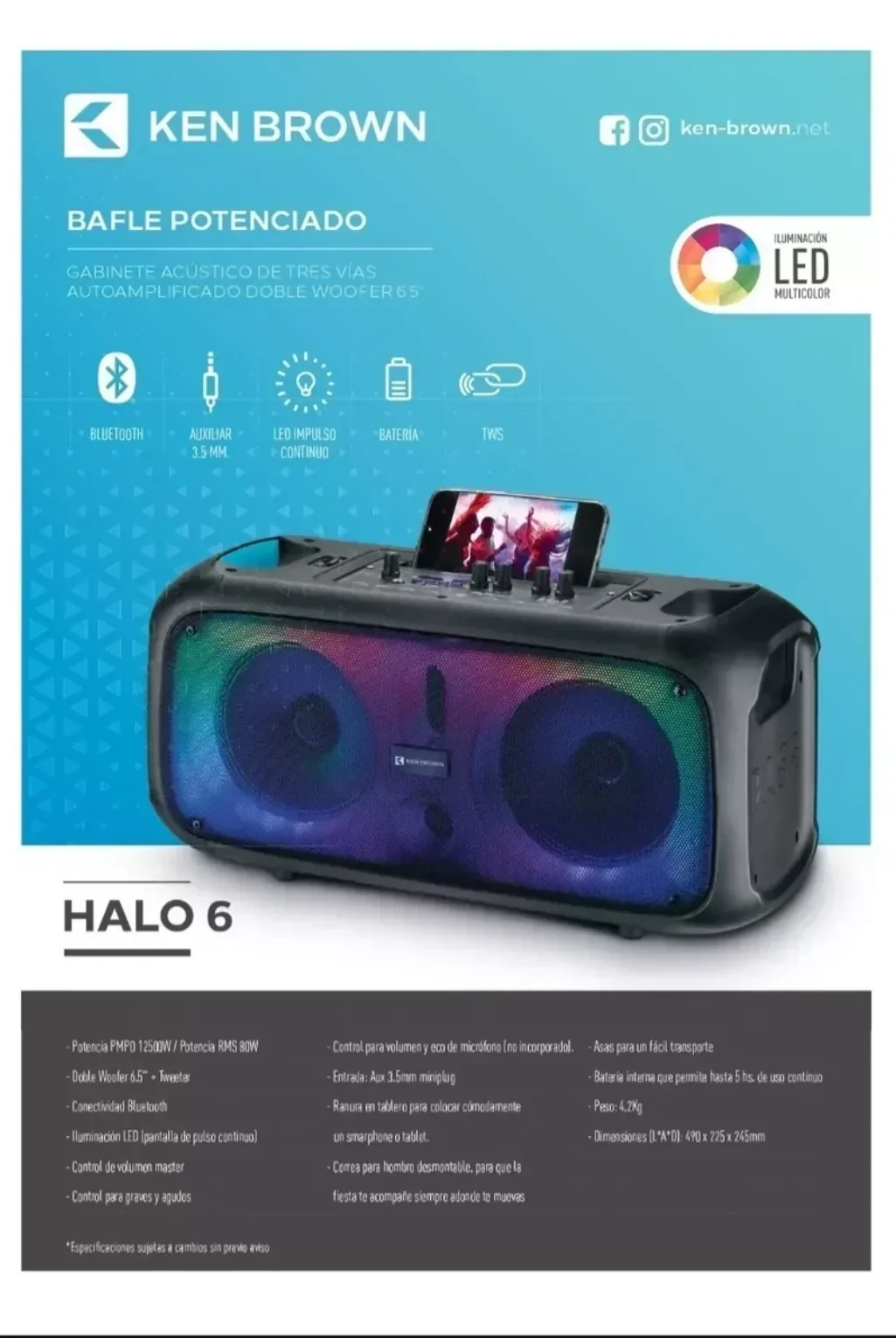 PARLANTE POTENCIADO KEN BROWN HALO 6 2