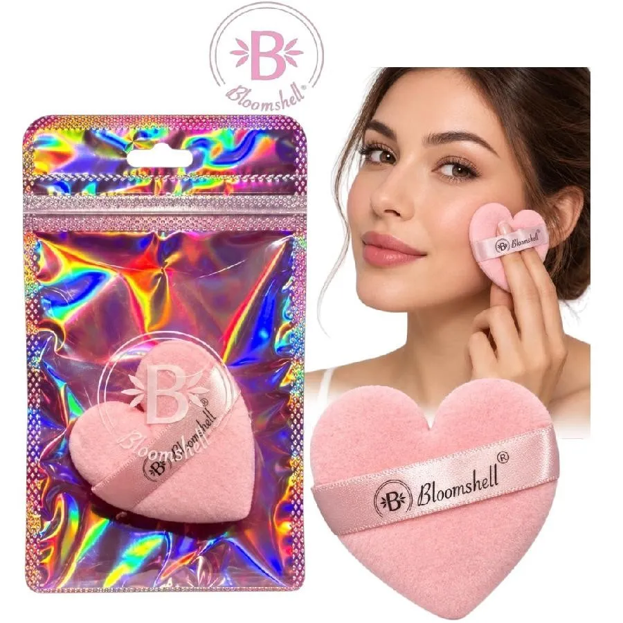 borla de maquillaje de corazoncito bloomshell 
