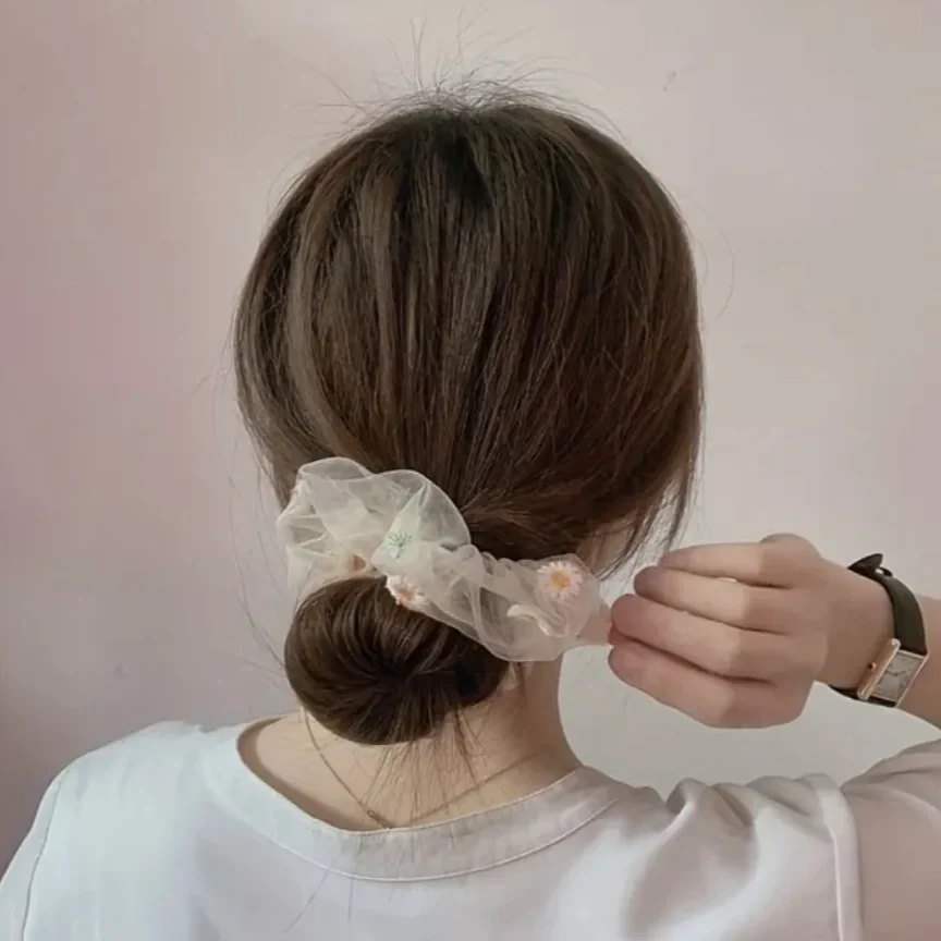 6 Uds Lazo Para El Cabello Simple Elástico Scrunchie 4