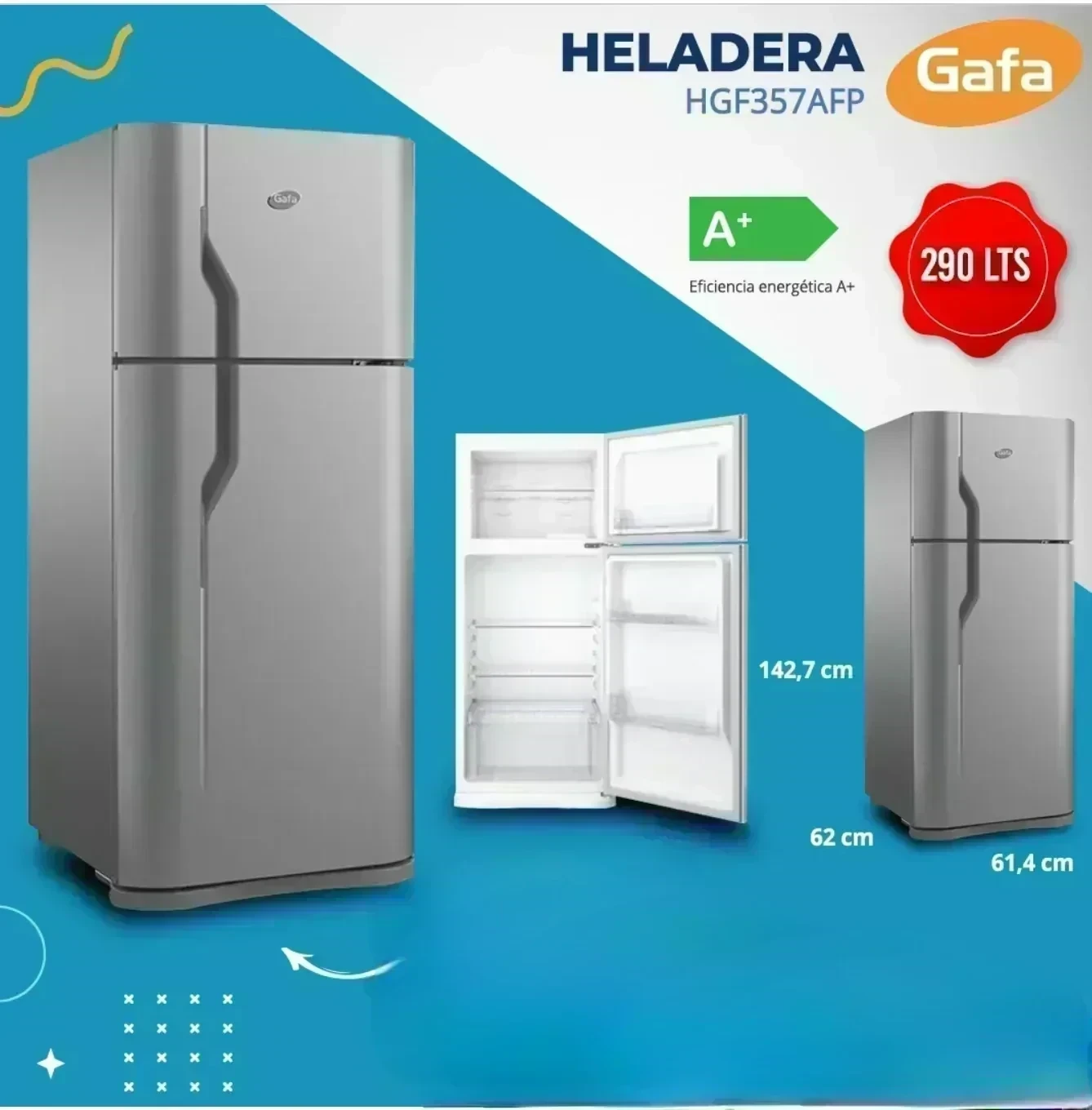 Heladera gafa 282lts silver hgf358afp