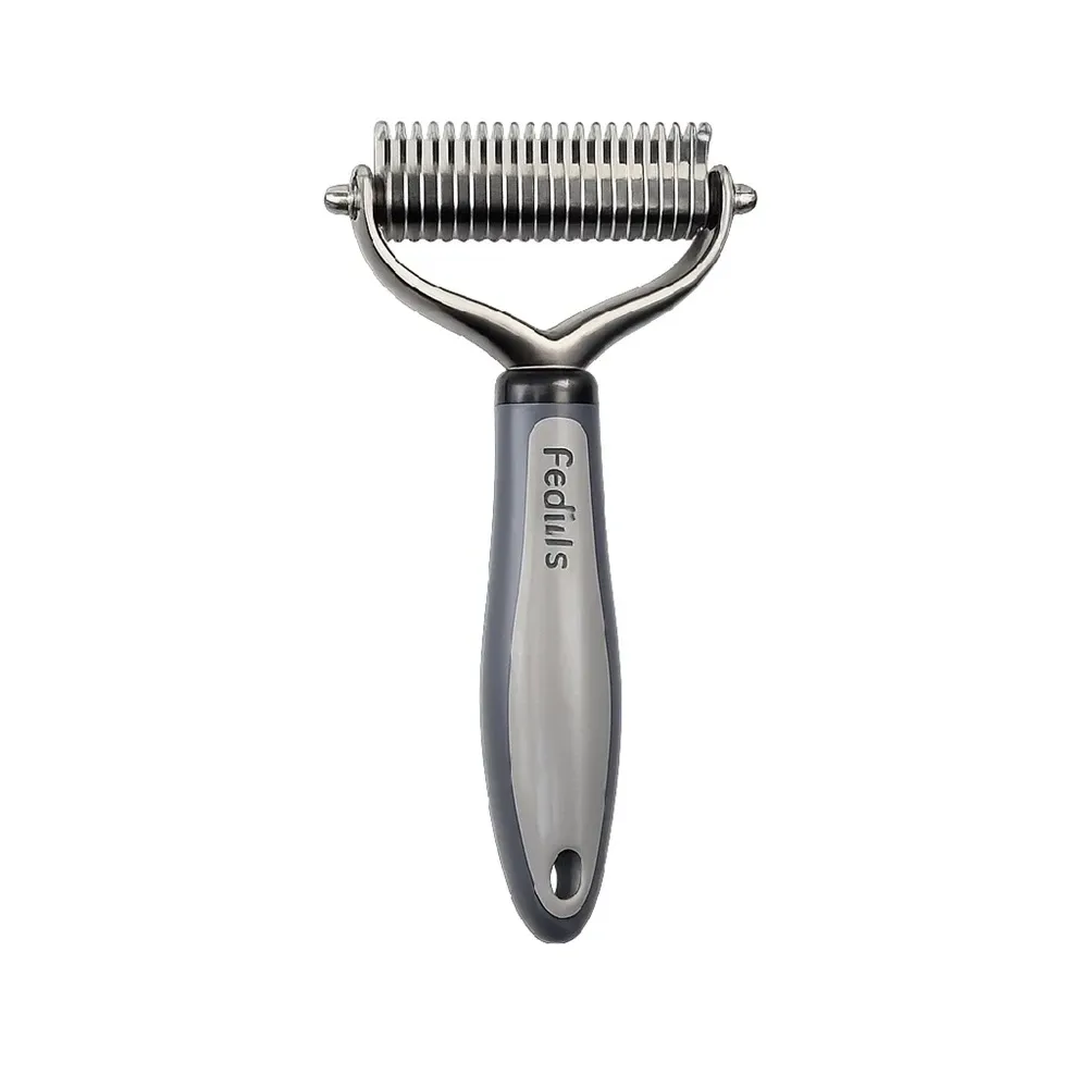 Cepillo Desmotador De Acero Inoxidable Para Mascotas Perros Y Gatos Grande Gris