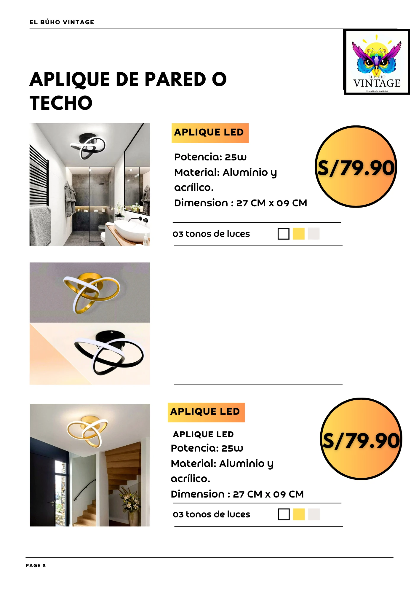 Aplique LED decorativo para Techo o Pared 2