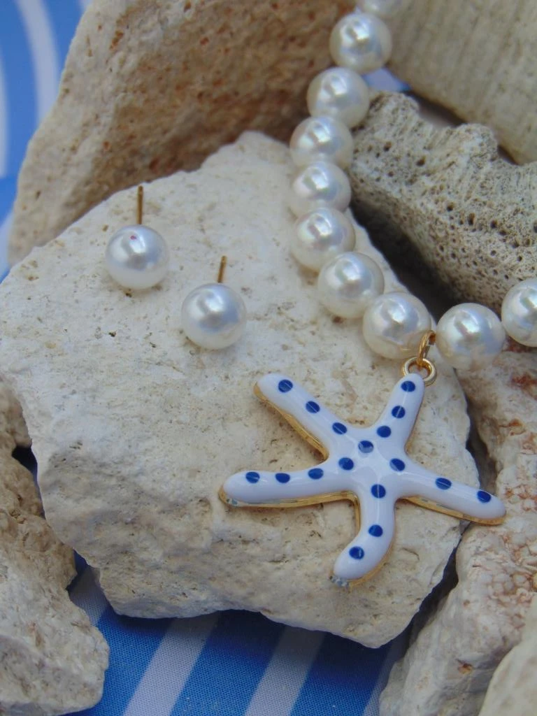 JUEGO ACERO DOR PERLAS MAXI ESTRELLA BLANCA