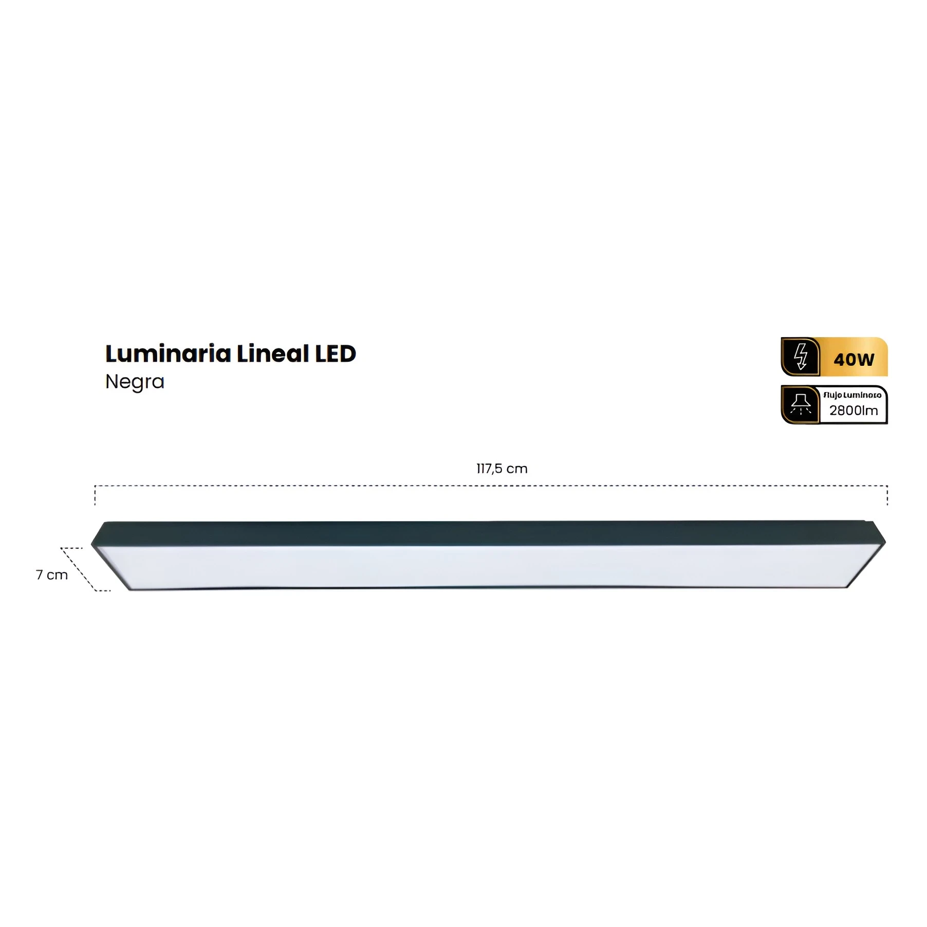 LAMPARA LINEAL LED NEGRA 40W  2