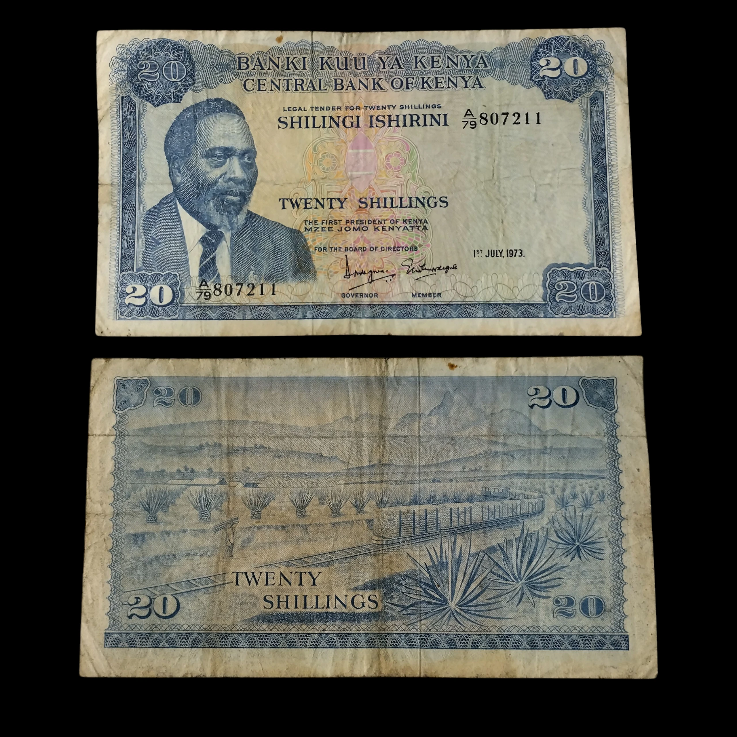 • Kenia 20 shillings circulado 