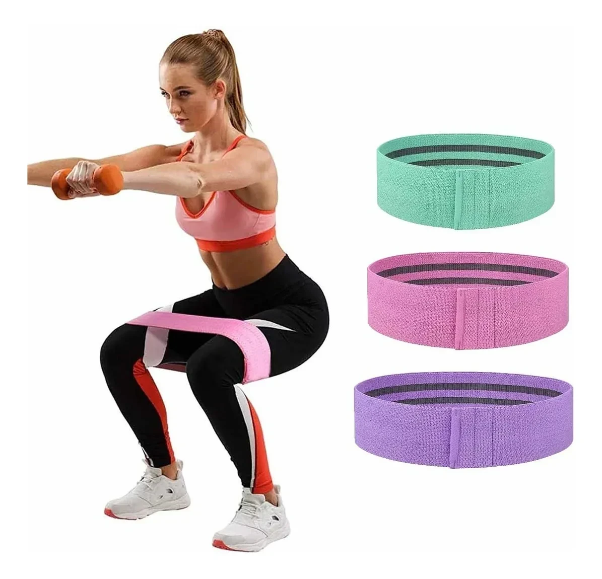 Bandas Elásticas Pro, 3 Pcs De Tela Con Bolso Yoga Gianpa 5