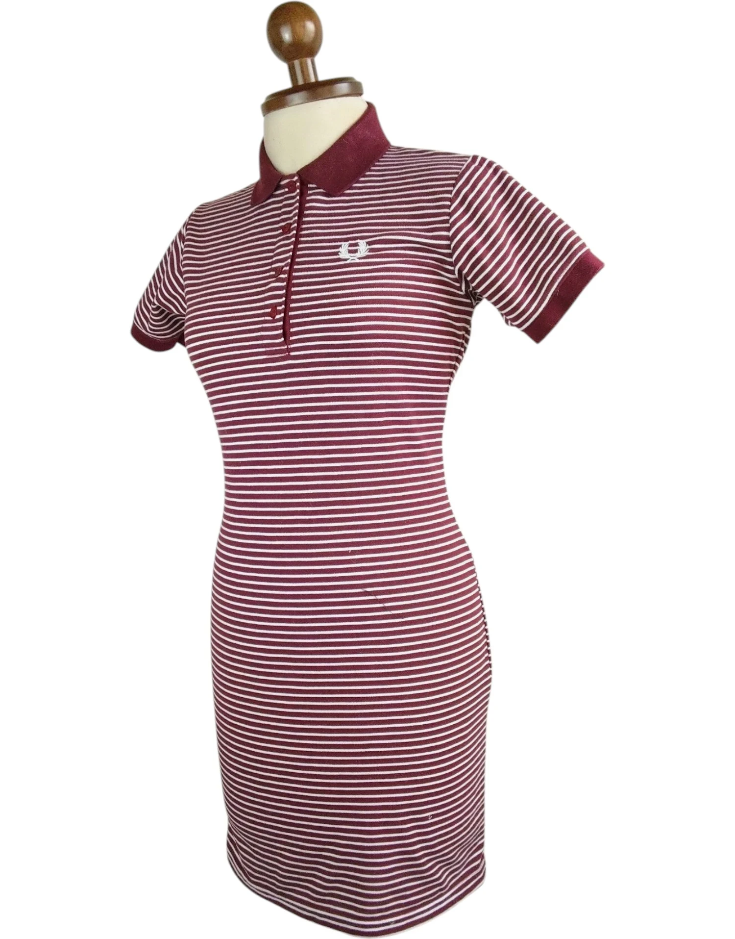 Vestido tipo polo a rayas  vinotinto