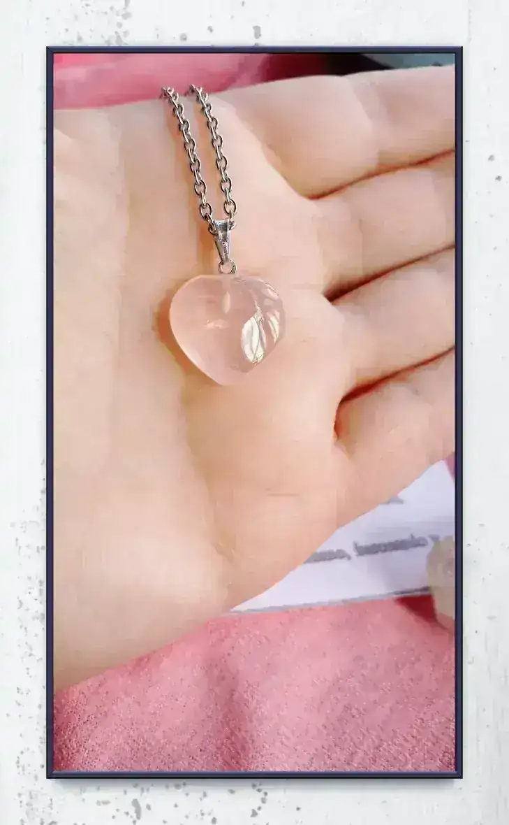 Dije amatista rosa corazón  2
