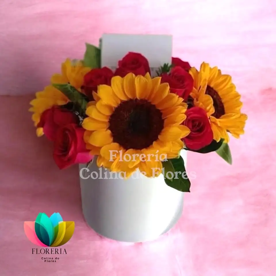 Rosas y girasoles 