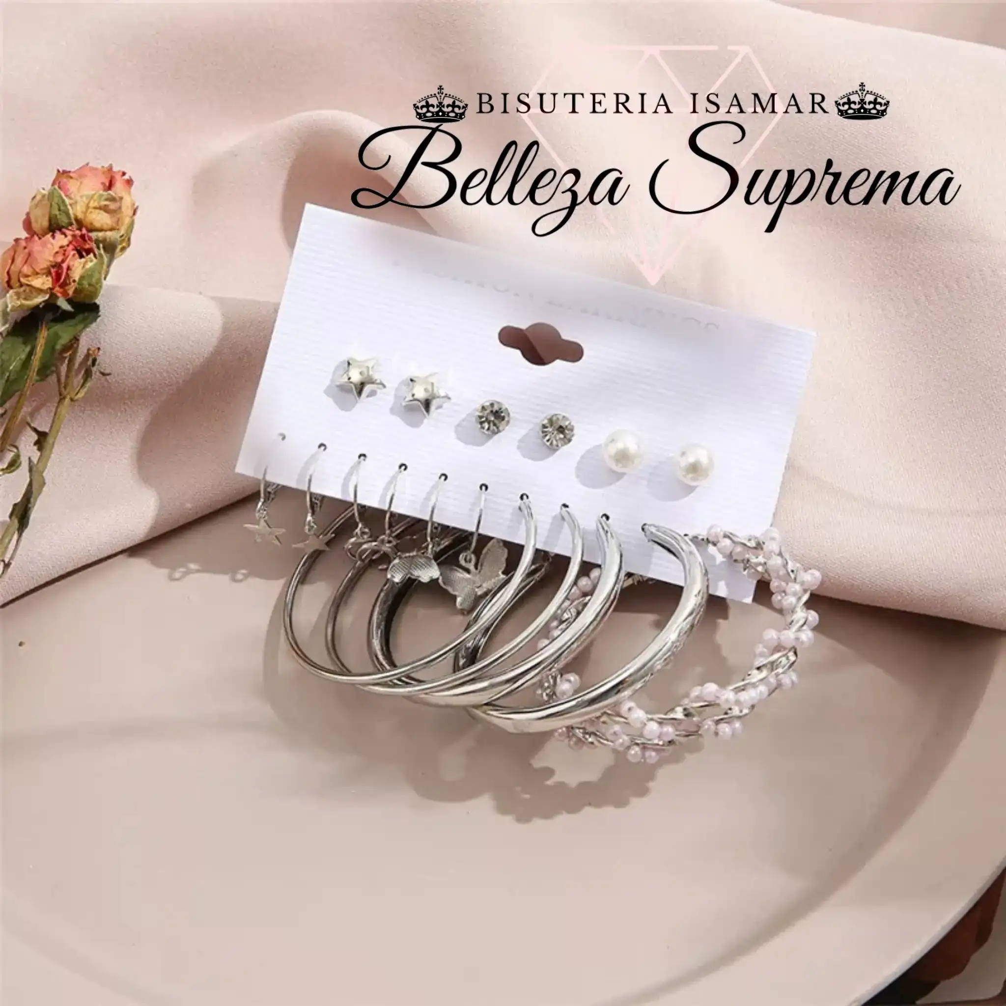 SET DE ARETES PLATEADOS Y PERLAS 3