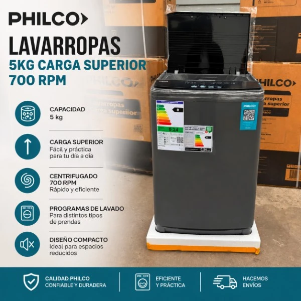 LAVARROPAS PHILCO 5KG CARGA SUPERIOR 700RPM