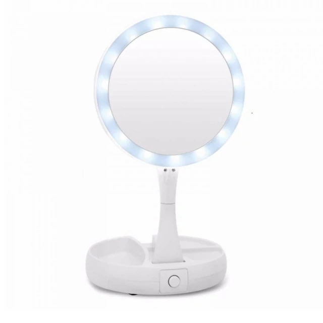 Espejo Aro Maquillaje Doble cara X10 Luz Led Usb Objetos Plegable 9