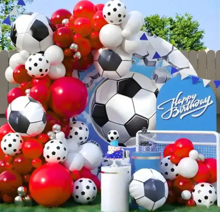 Set super guirnalda globo 113 pcs pelota de futbol rojo/blanco 