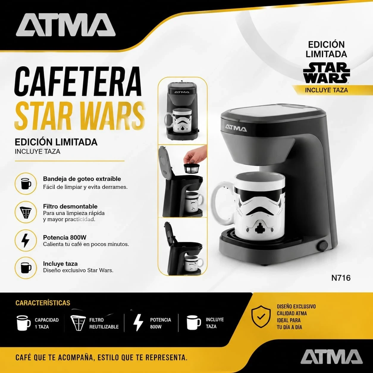 Cafetera de Filtro Atma Star Wars Disney Gris