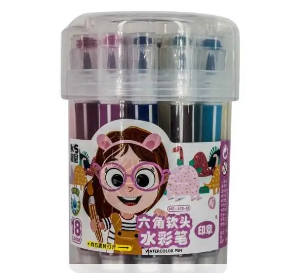 Plumones De Colores Con Sello Estuche 18Pzs