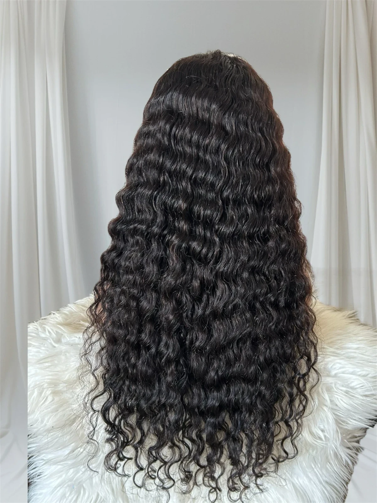 Peluca cabello humano Rizos de agua 28 pulgadas, frontal lace 13x4  200% densidad 3