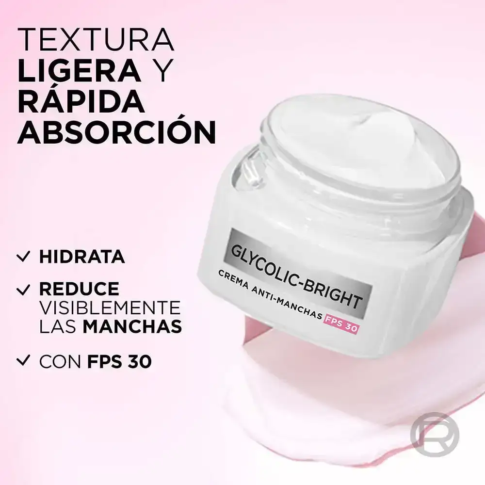 Crema Día Anti-manchas Loreal Ácido Glicólico FPS30 50ml 2