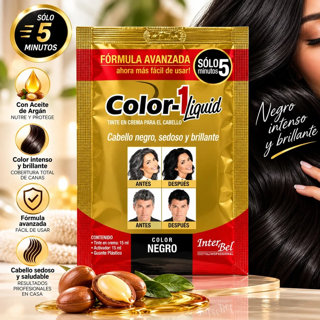 color-1 tintura 5 minutos tono negro