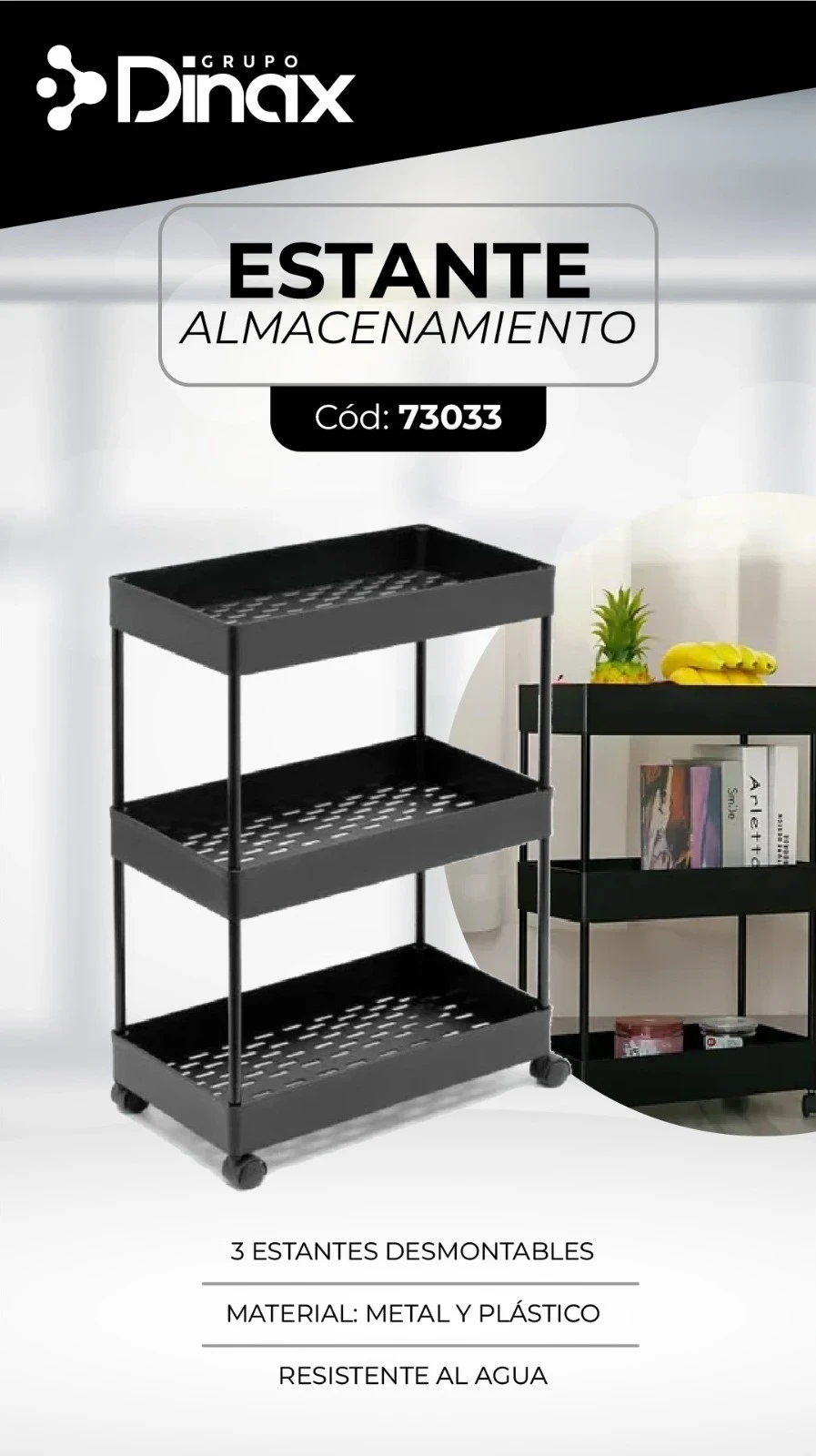 ESTANTE PARA ALMACENAMIENTO 3 NIVELES