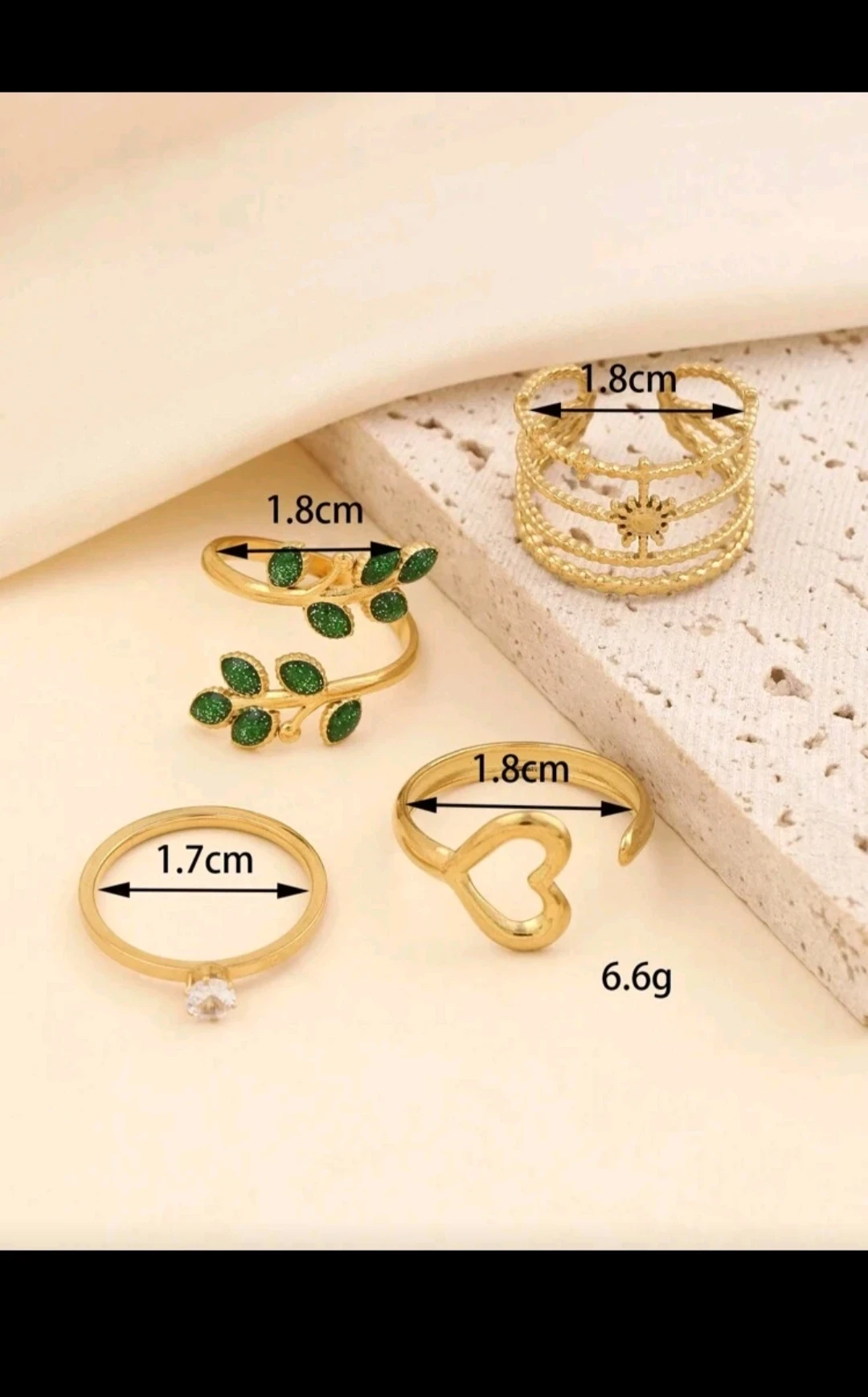 Conjuntos de anillos con diseño de hoja 🌿 esmeraldas 3