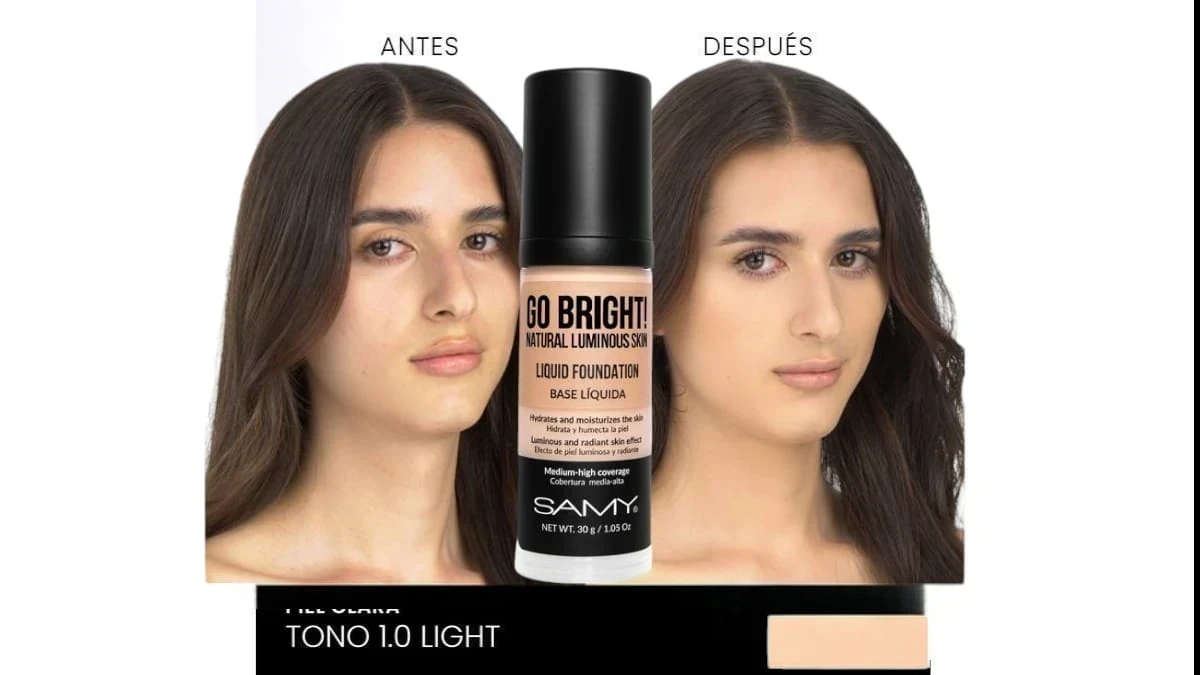 samy base liquida go brigth tono 001 light